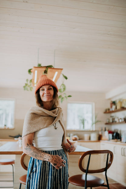 Hand-loomed Camel Laurette Shawl, Undyed Alpaca