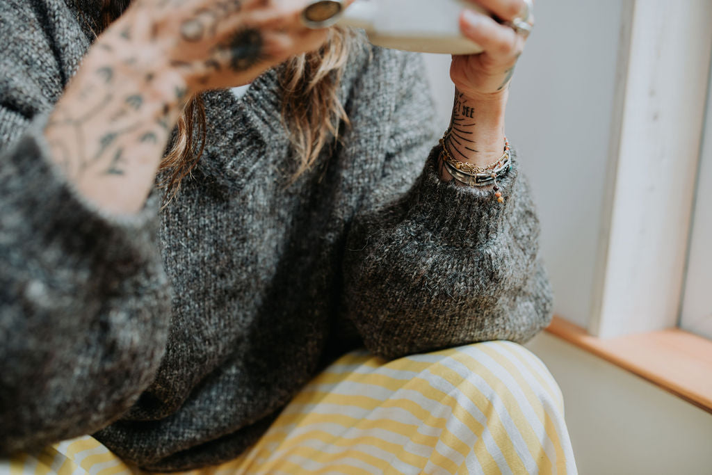 Hand-loomed Iron Félix Sweater, Undyed Alpaca