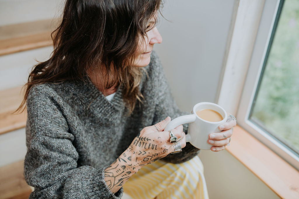 Hand-loomed Iron Félix Sweater, Undyed Alpaca