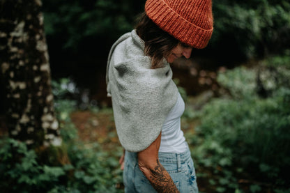 Hand-loomed Silver Laurette Shawl, Undyed Alpaca