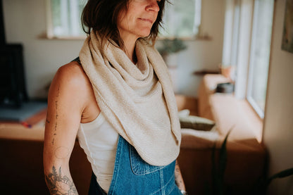 Hand-loomed Beige Laurette Shawl, Undyed Alpaca