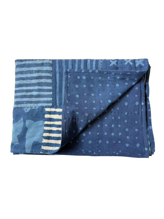 One of a Kind Indigo Quilt 75x55in