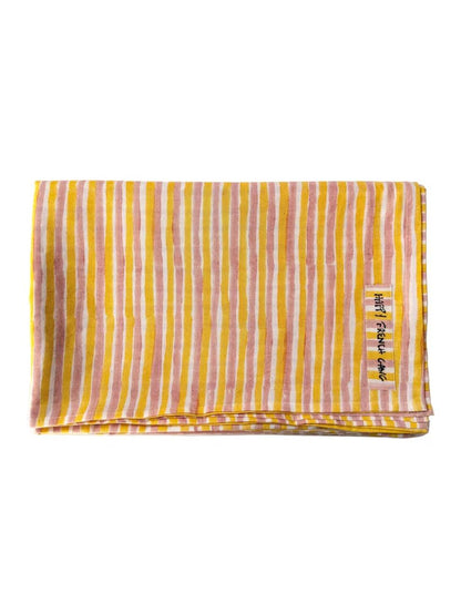 Large Rayé Throw Yellow and Himalayan - 90x68in
