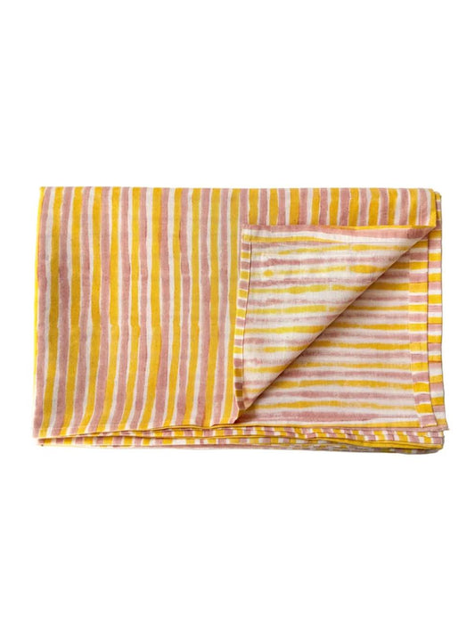 Large Rayé Throw Yellow and Himalayan - 90x68in