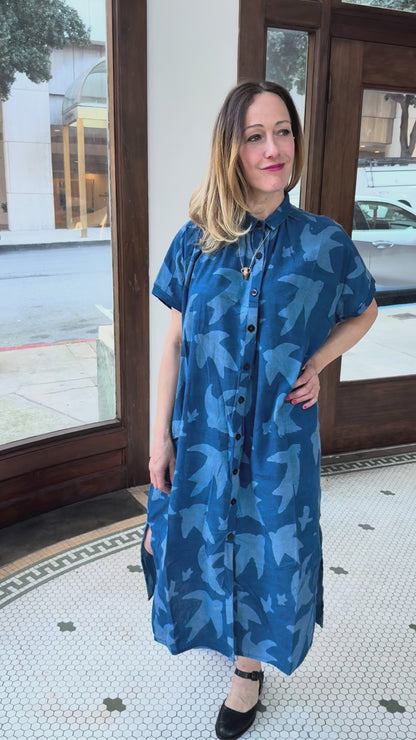 Elise Dress Indigo Print Liberté by Ombre Claire