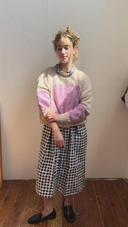 Carré Wool Sweater White & Rose