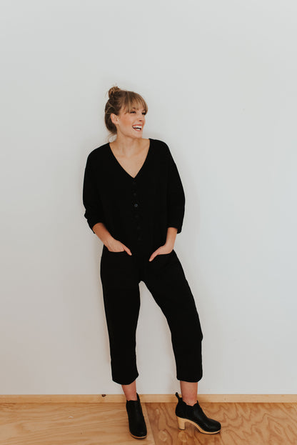 Black & Indigo Inside Cuff Jumpsuit