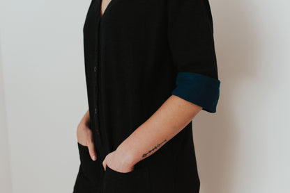 Black & Indigo Inside Cuff Jumpsuit