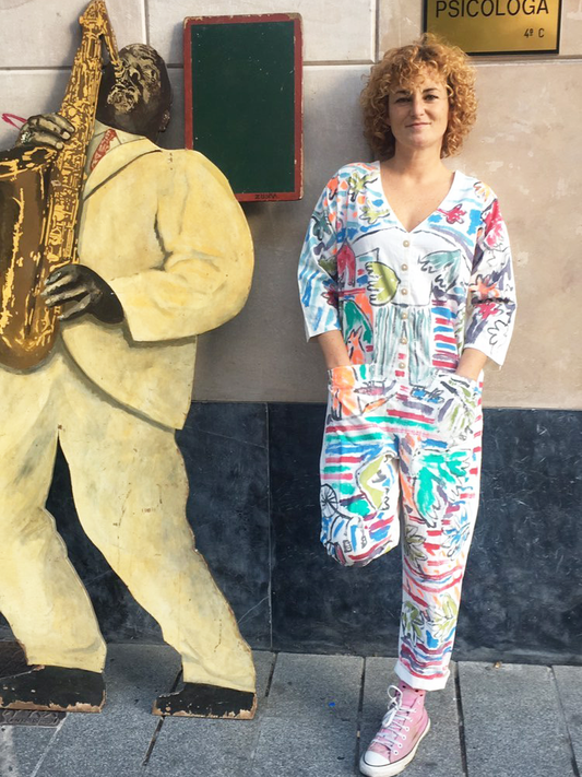 #65 Hand-painted Jumpsuit S/M