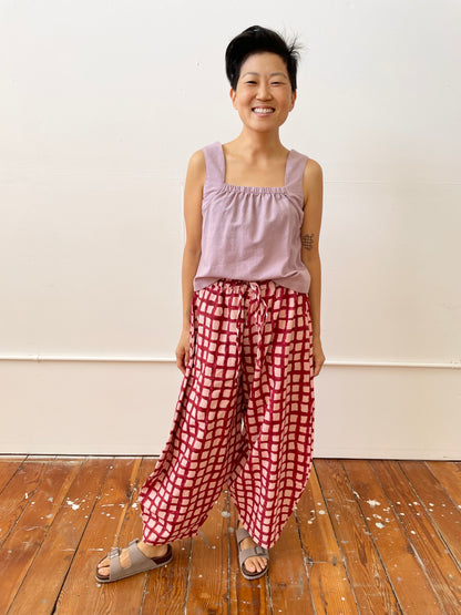 Marius Pant Madder and Pink Check Uni-Size