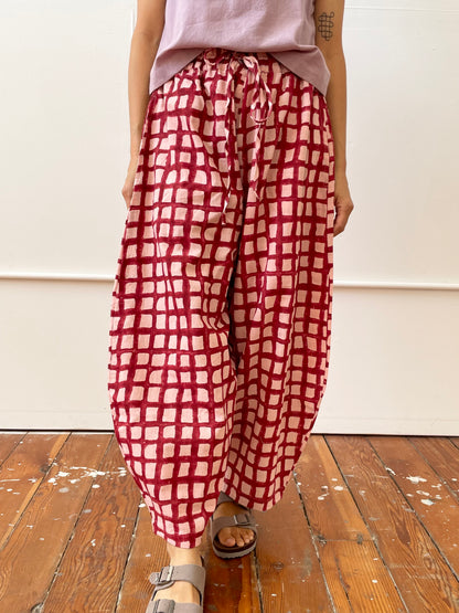 Marius Pant Madder and Pink Check Uni-Size