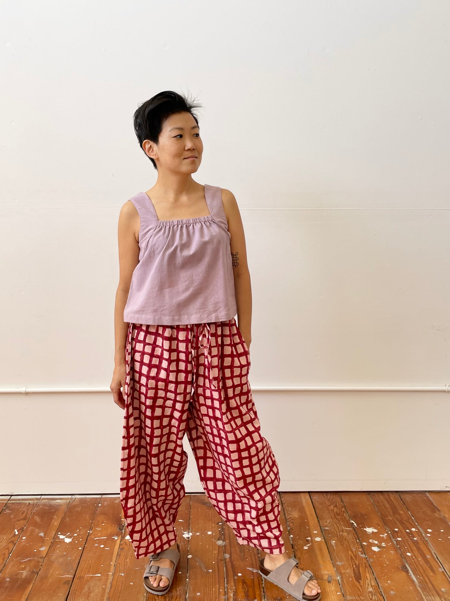 Marius Pant Madder and Pink Check Uni-size (S-XL)