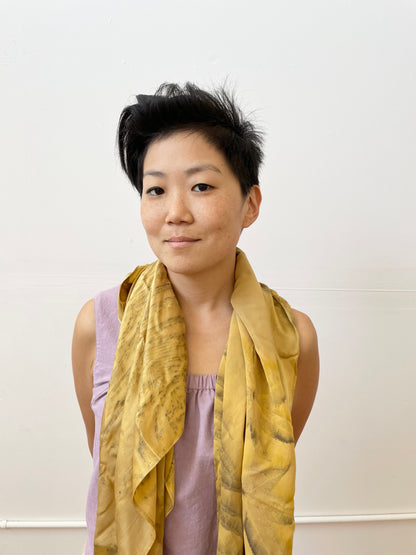 Ecoprinted Silk Scarf - Gold