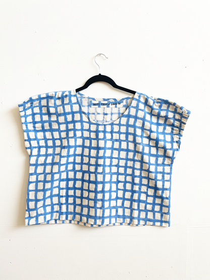 Zélia Top Blue Grid