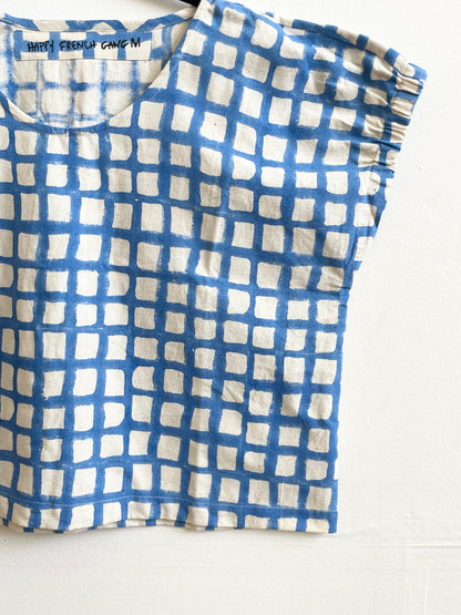 Zélia Top Blue Grid