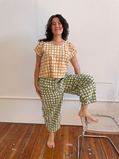Zélia Top Camel Grid