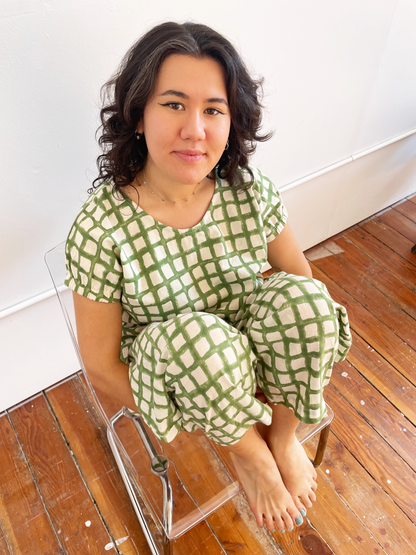 Zélia Top Green Grid