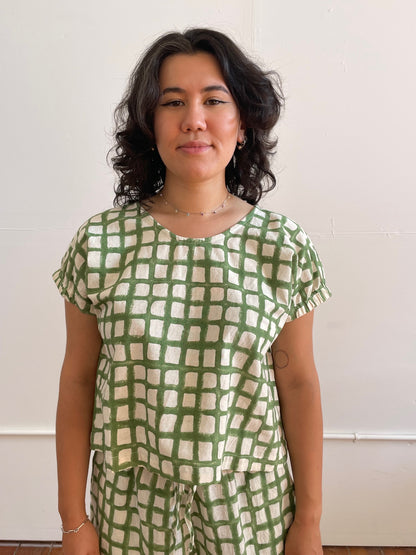 Zélia Top Green Grid