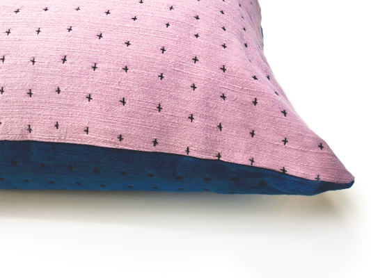 Reversible Pillow Indigo & Lavender 18x18in