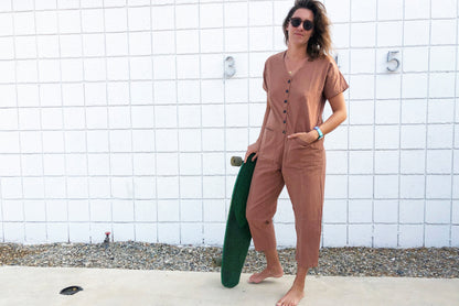 Short Sleeve Light Terracotta Jumpsuit