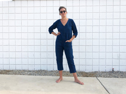 Indigo Textured Jumpsuit