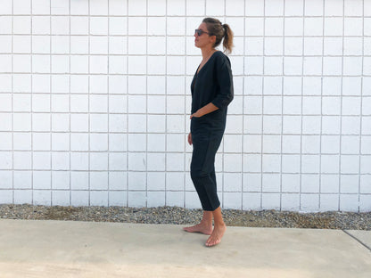 Black Textured Jumpsuit