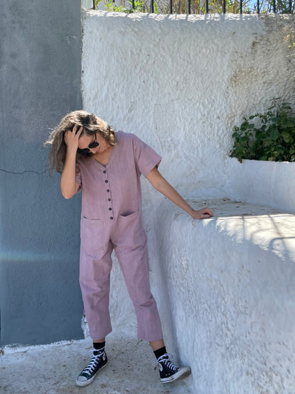 Short Sleeve Light Lavender Jumpsuit