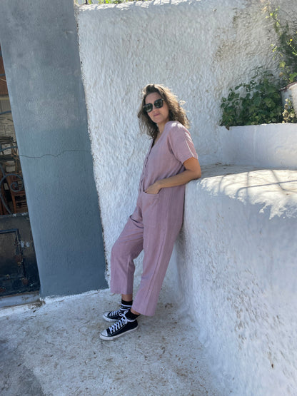 Short Sleeve Light Lavender Jumpsuit
