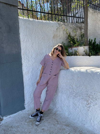 Short Sleeve Light Lavender Jumpsuit