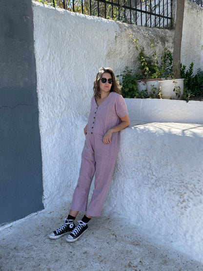 Short Sleeve Light Lavender Jumpsuit