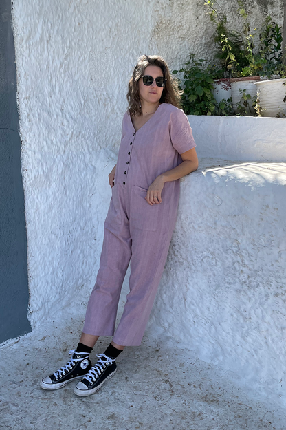 Short Sleeve Light Lavender Jumpsuit