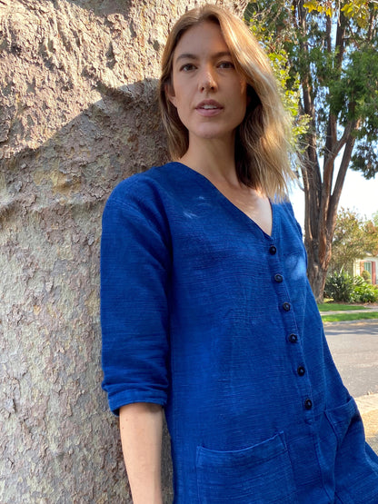 Indigo Textured Jumpsuit