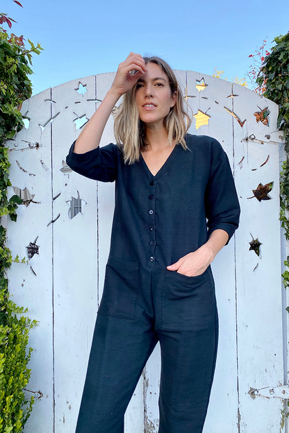 Black Textured Jumpsuit
