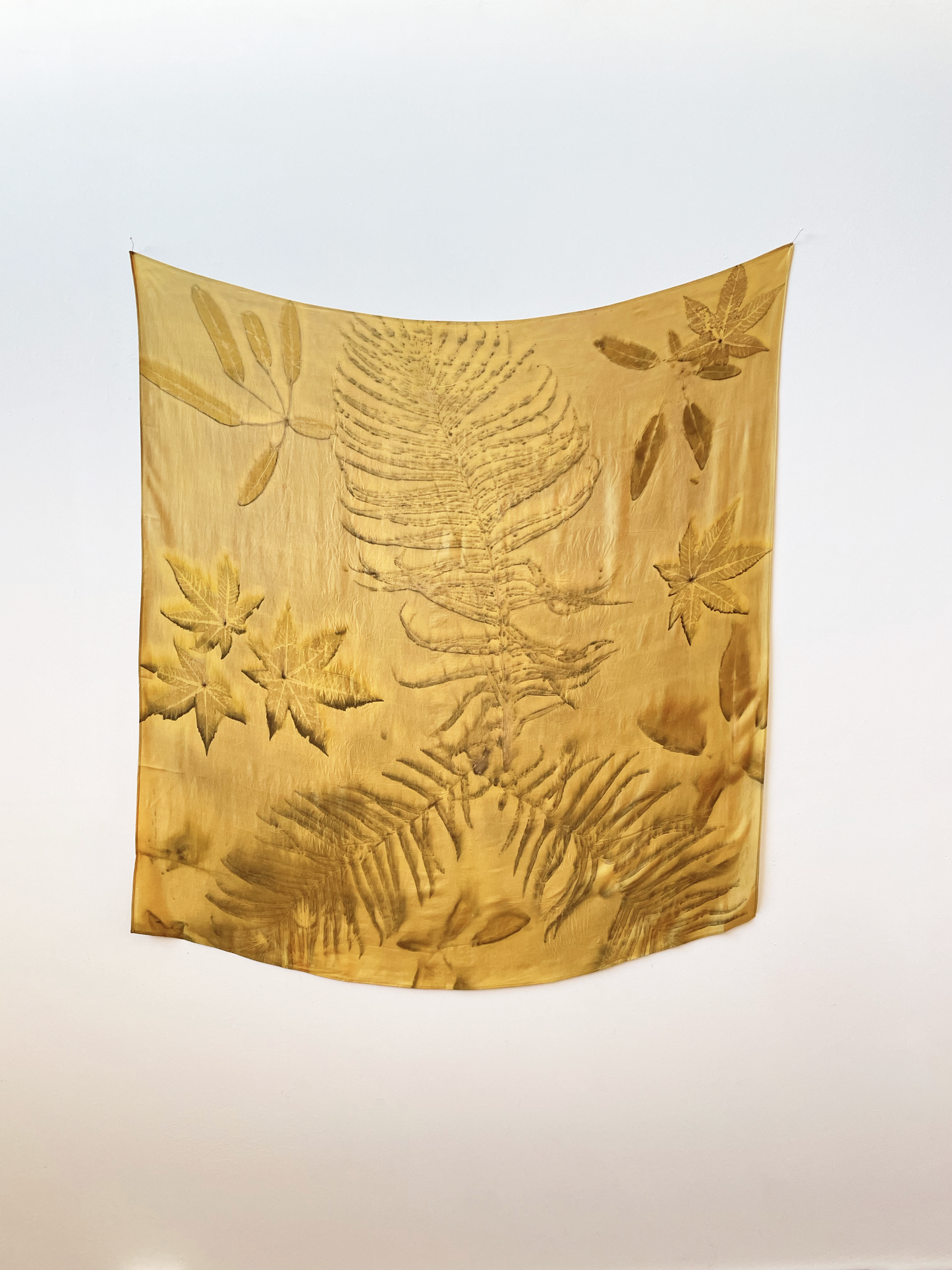 Ecoprinted Silk Scarf - Gold