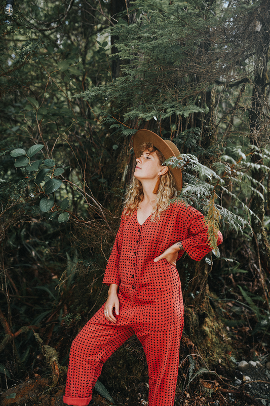 Madder and Black Dots Jumpsuit