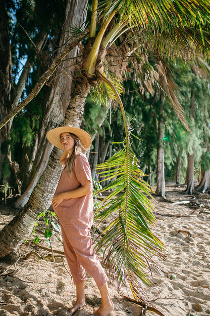 Short Sleeve Light Terracotta Jumpsuit